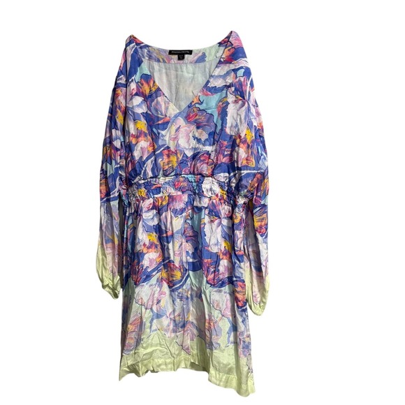 Boston Proper Dresses & Skirts - Boston Proper Floral Viscose Smocked Waist V-Neck Dress XL Boho cottagecore